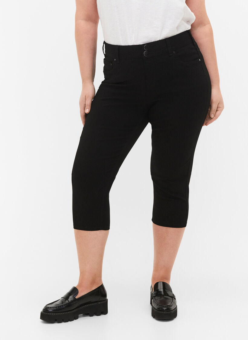 Pantalon capri ajusté en mélange de viscose, Black, Model image number 2