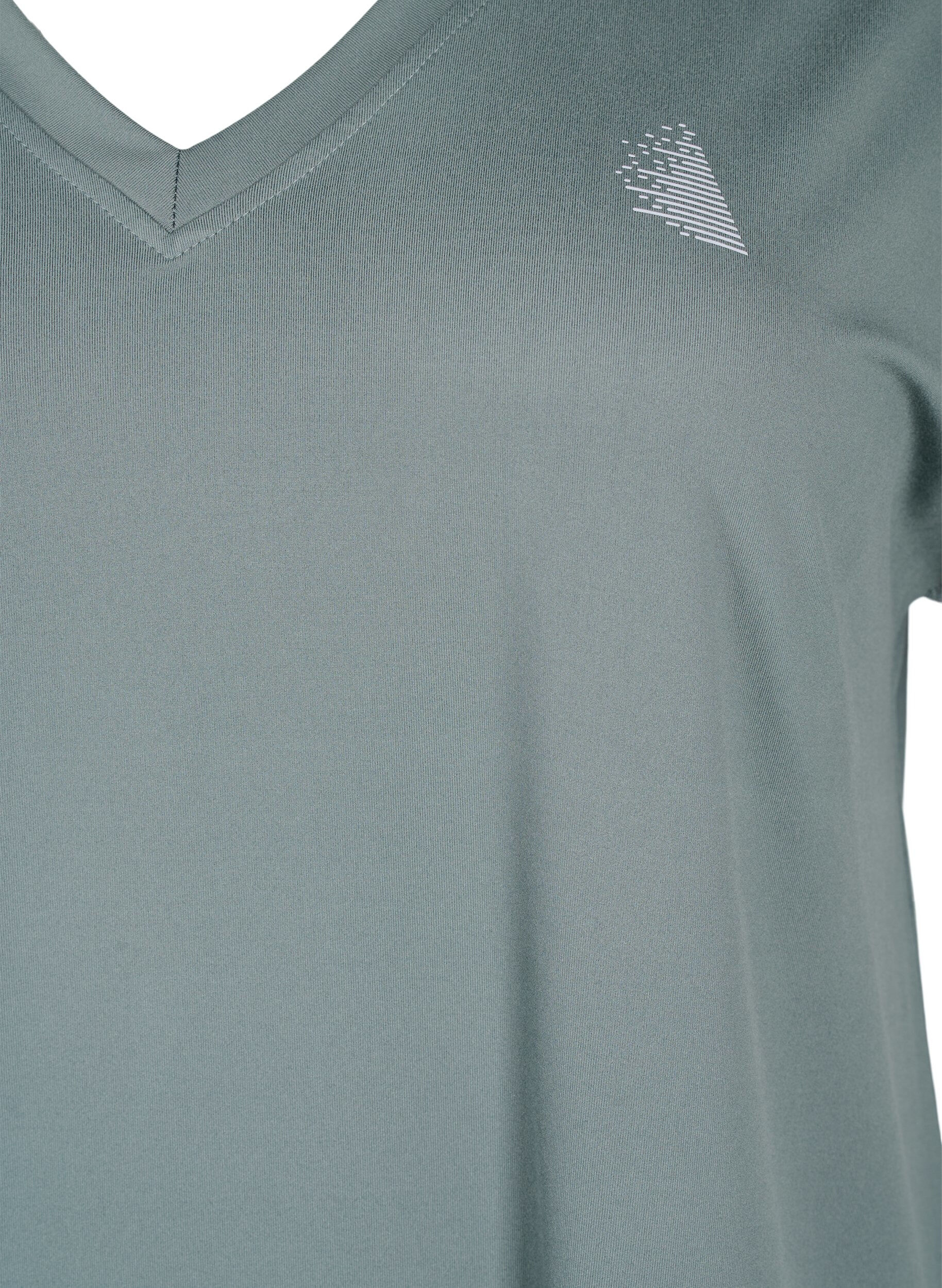 ZizziT-shirt de sport ample avec col en V, Balsam Green, Packshot image number 2
