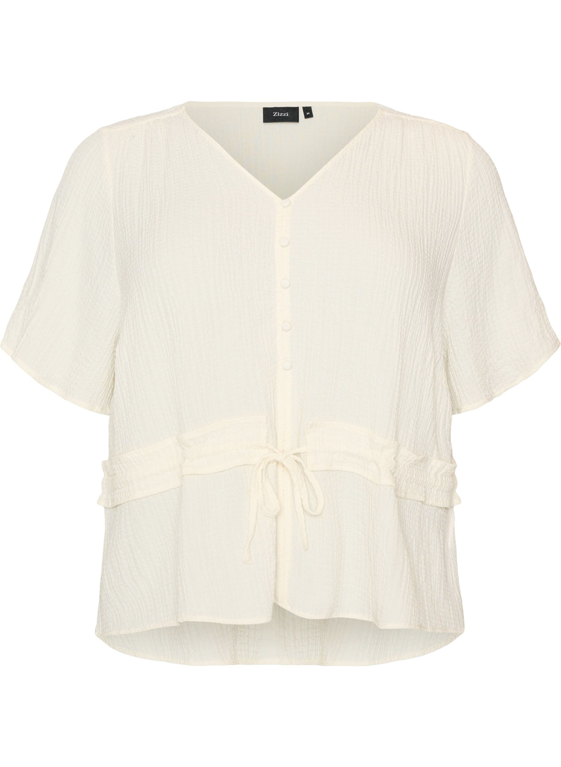 ZizziBlouse avec texture et lien &agrave; la taille, Vanille, Packshot image number 0