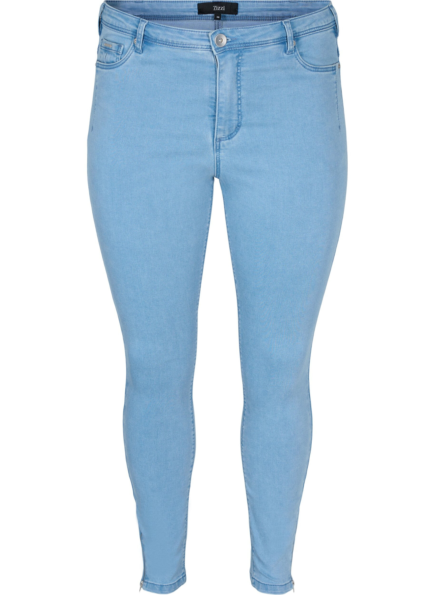 Zizzi Jean crop Amy avec d&eacute;tails zipp&eacute;s, Bleu Clair, Packshot image number 0