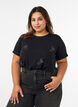 T-shirt en viscose avec strass, Noir, Model image number 0