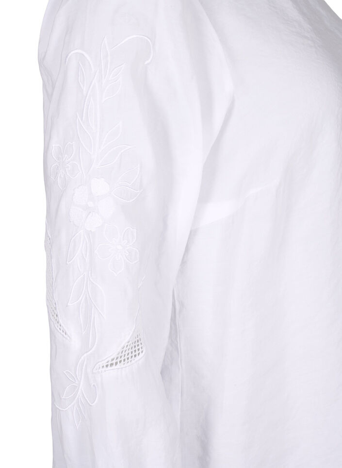 Chemisier en TENCEL™ Modal avec des broderies, Bright White, Packshot image number 3