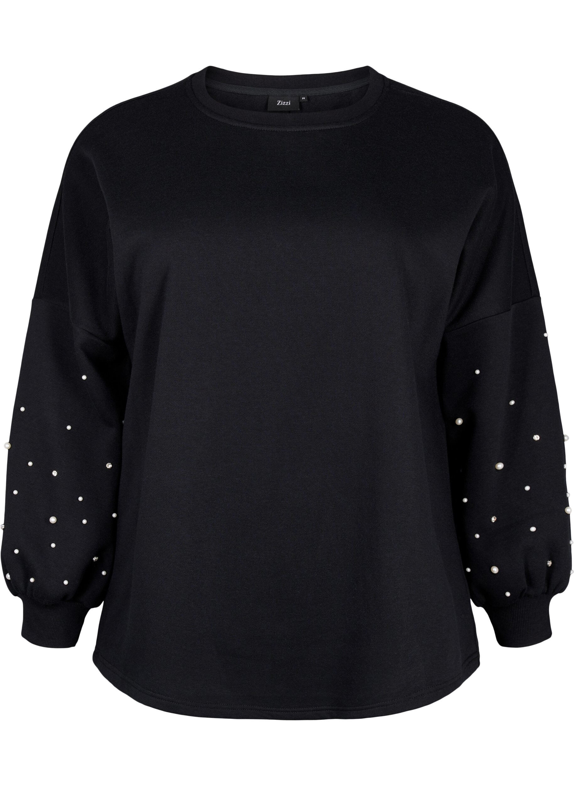Zizzi Sweat orn&eacute; de perles, Black, Packshot image number 0