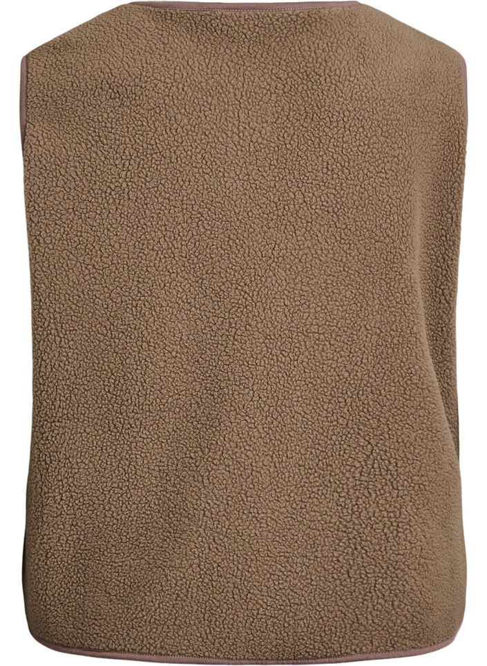 Gilet teddy avec boutons et poches, Marron, Packshot image number 1