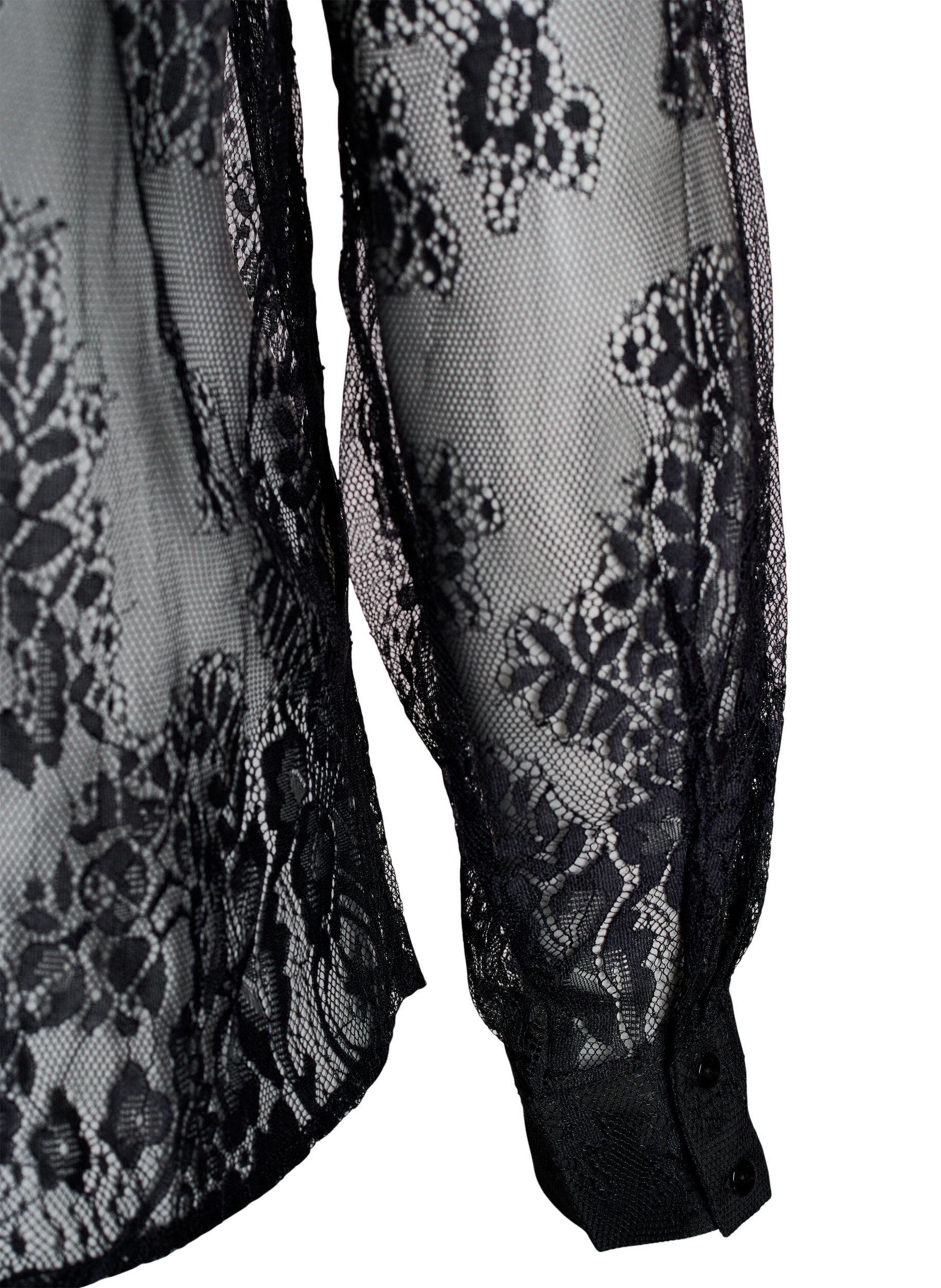 Zizzi Chemise en dentelle transparente &agrave; manches longues, Noir, Packshot image number 3