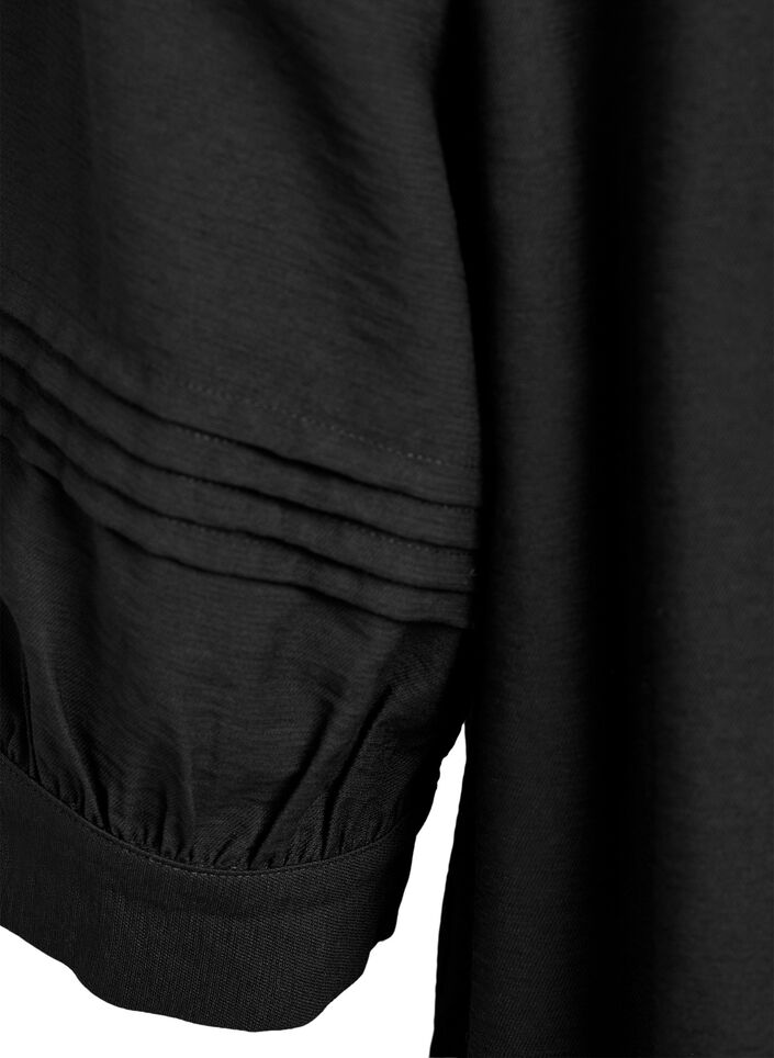 Blouse avec manches 3/4 et plis décoratifs, Noir, Packshot image number 3