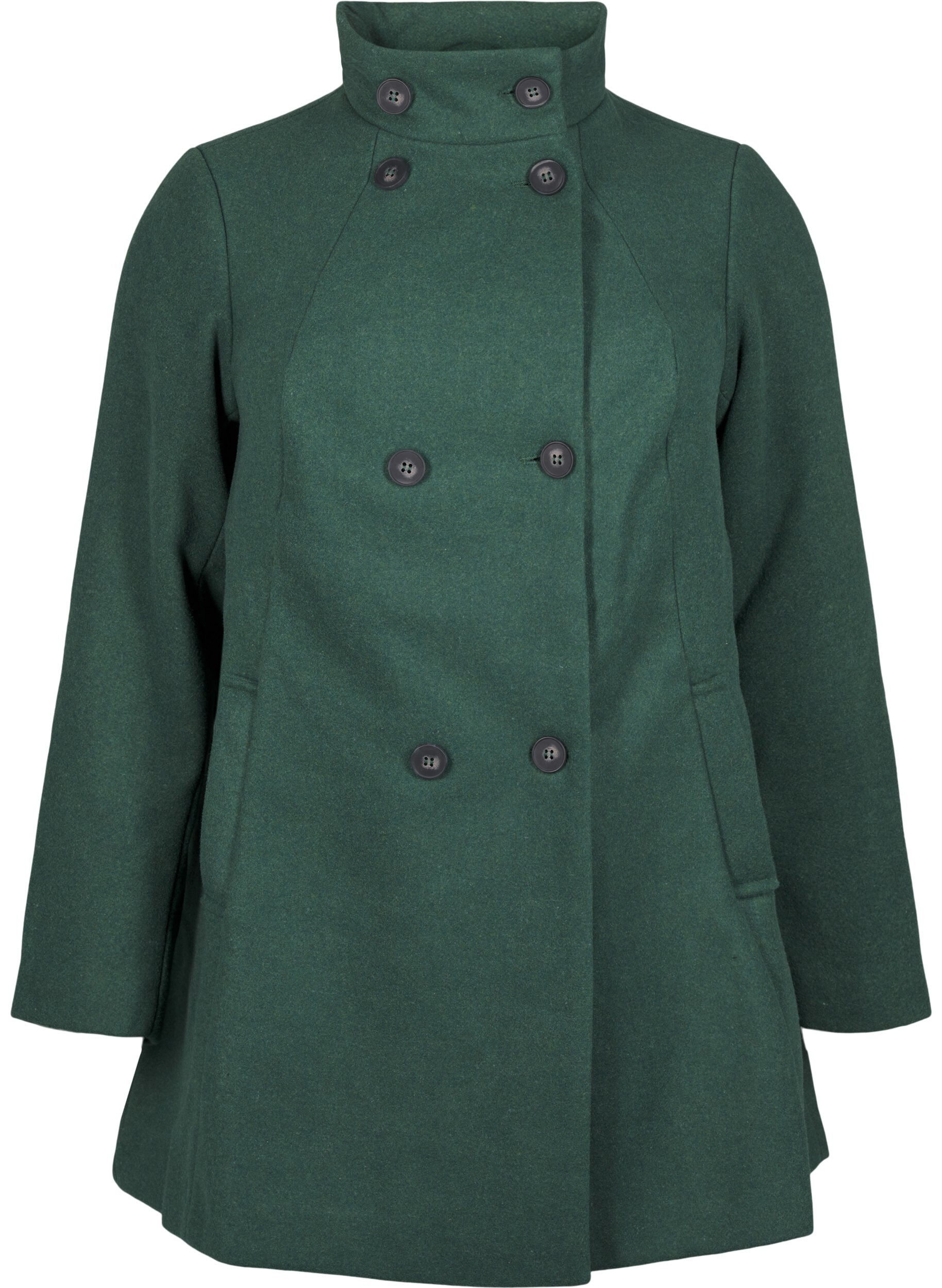 Zizzi Manteau court &agrave; coupe trap&egrave;ze, Trekking Green Mel., Packshot image number 0