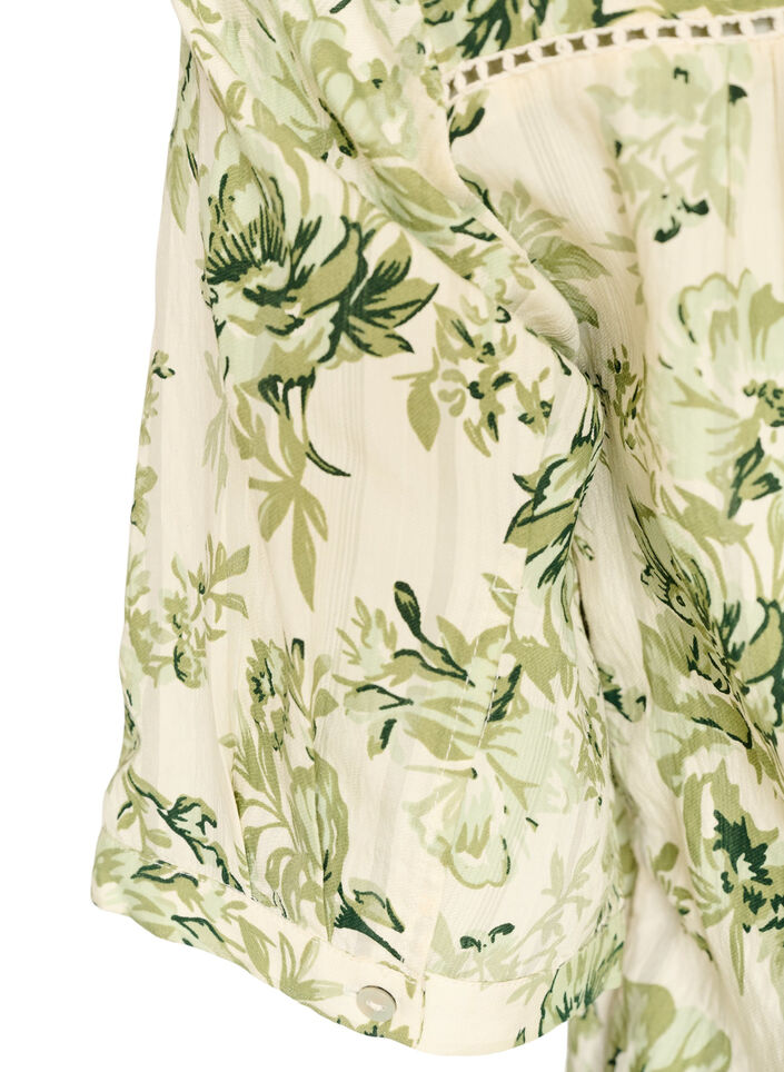 Blouse imprim&eacute;e &agrave; manches 1/2, Vert clair, Packshot image number 3