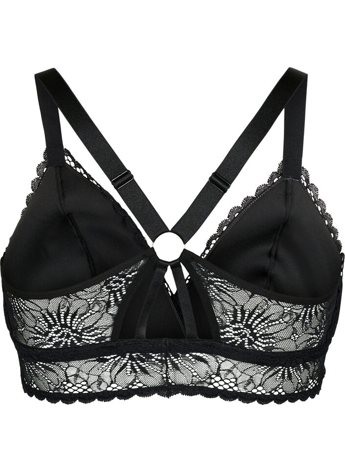 Bralette en dentelle avec détail au dos, Black, Packshot image number 1