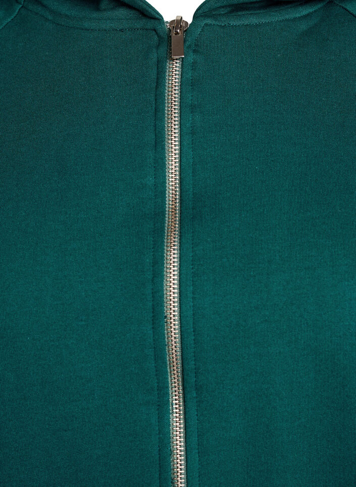 Sweat &agrave; capuche zipp&eacute; avec imprim&eacute; au dos, Vert fonc&eacute;, Packshot image number 2