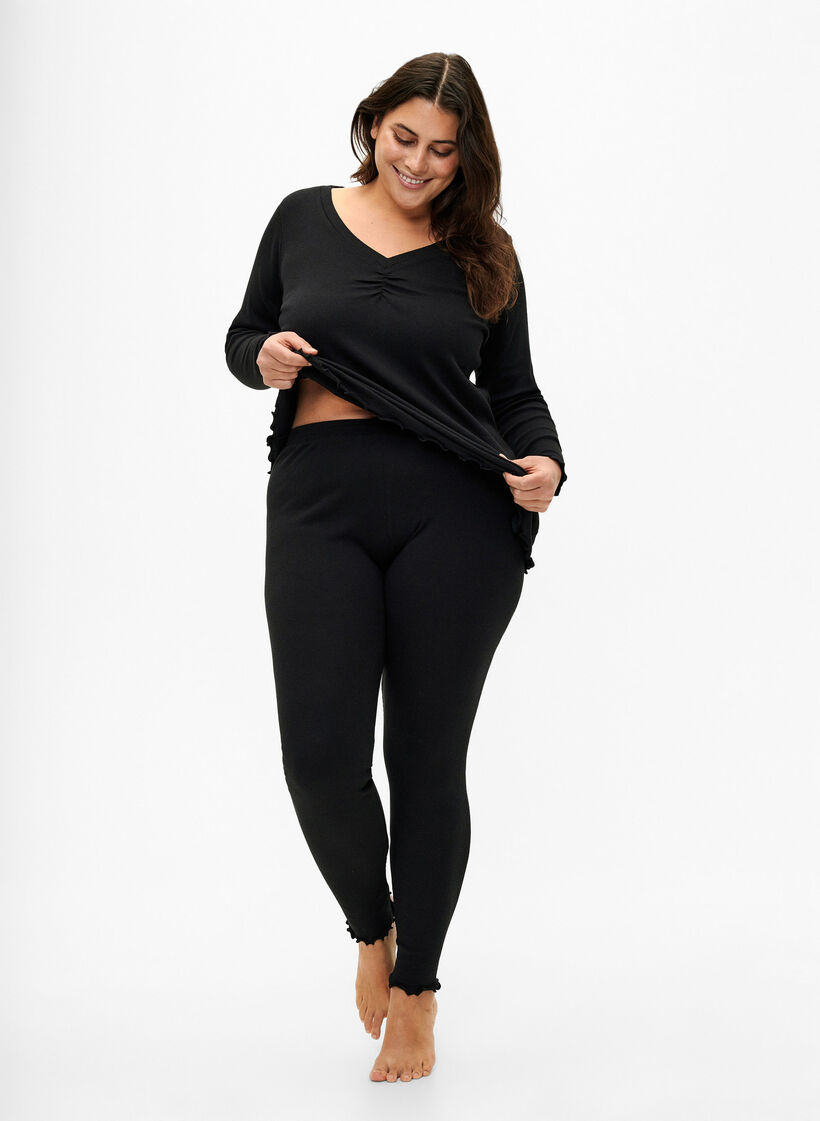 Pantalon côtelé moulant, Black, Model image number 0