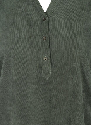 Robe en velours à manches 3/4 et boutons, Deep Forest, Packshot image number 2