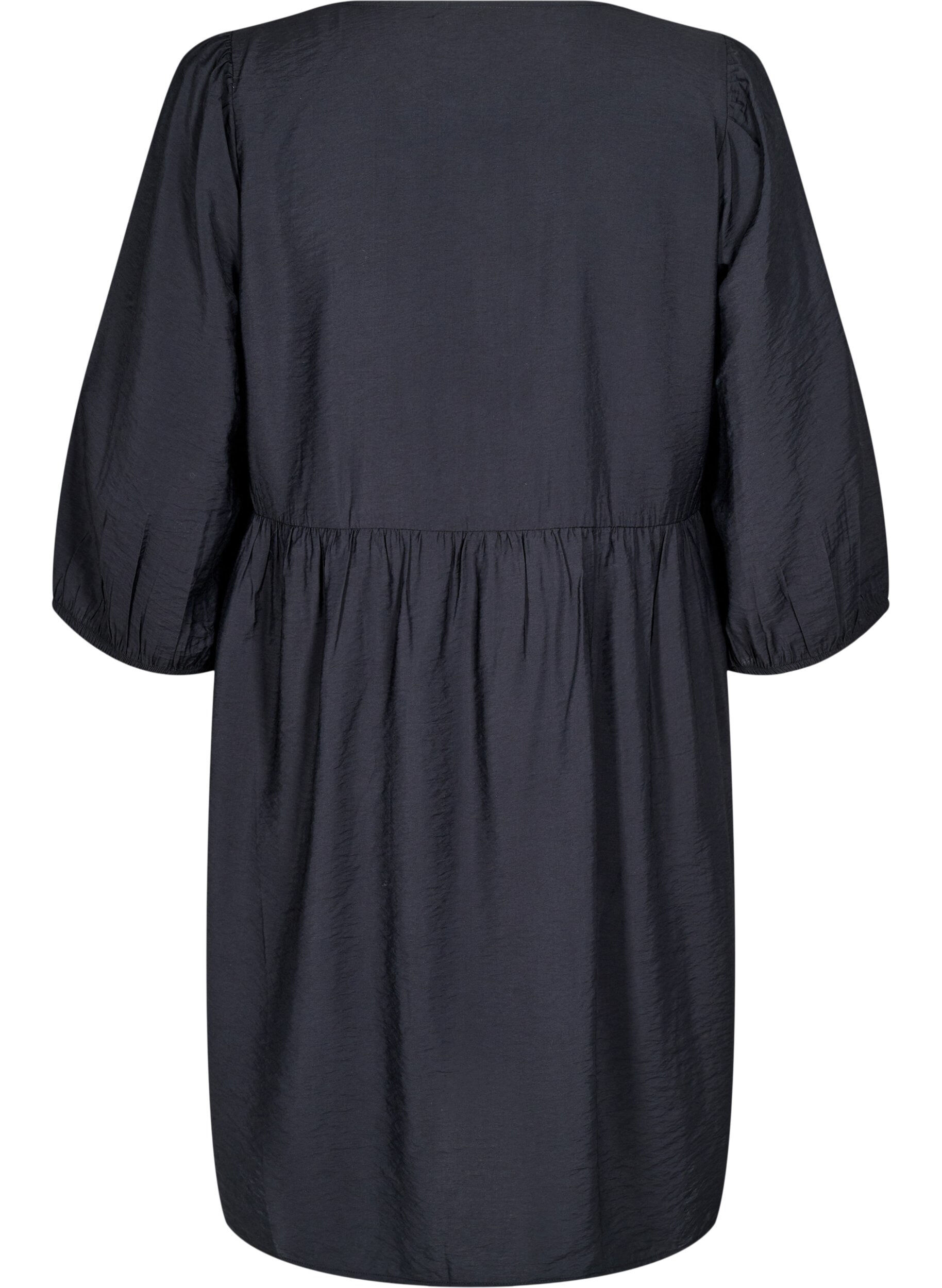 Zizzi Robe avec d&eacute;coration n&oelig;uds et manches 3/4, Black, Packshot image number 1