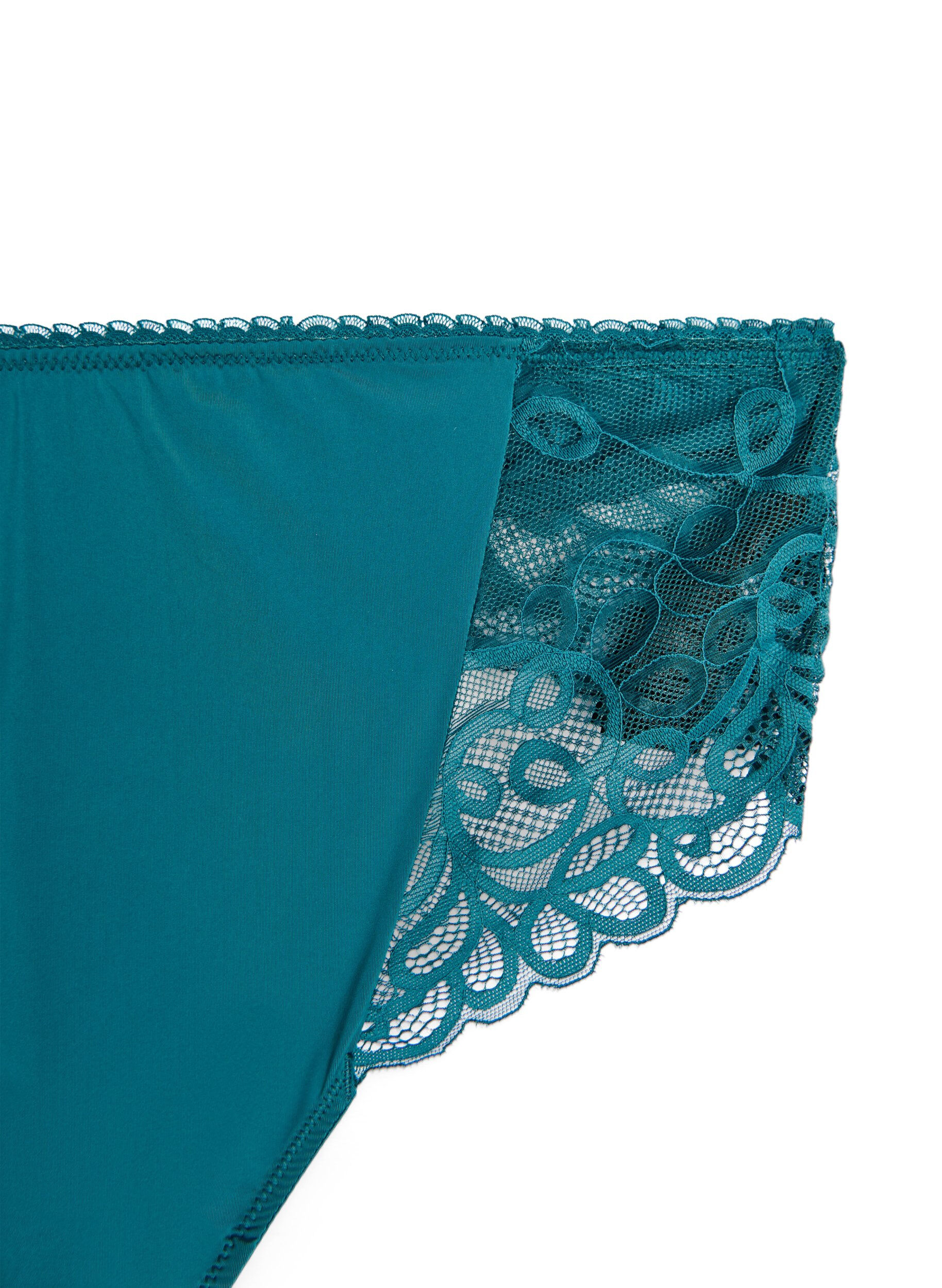 Zizzi String en microfibre avec dentelle et taille standard, Vert, Packshot image number 2