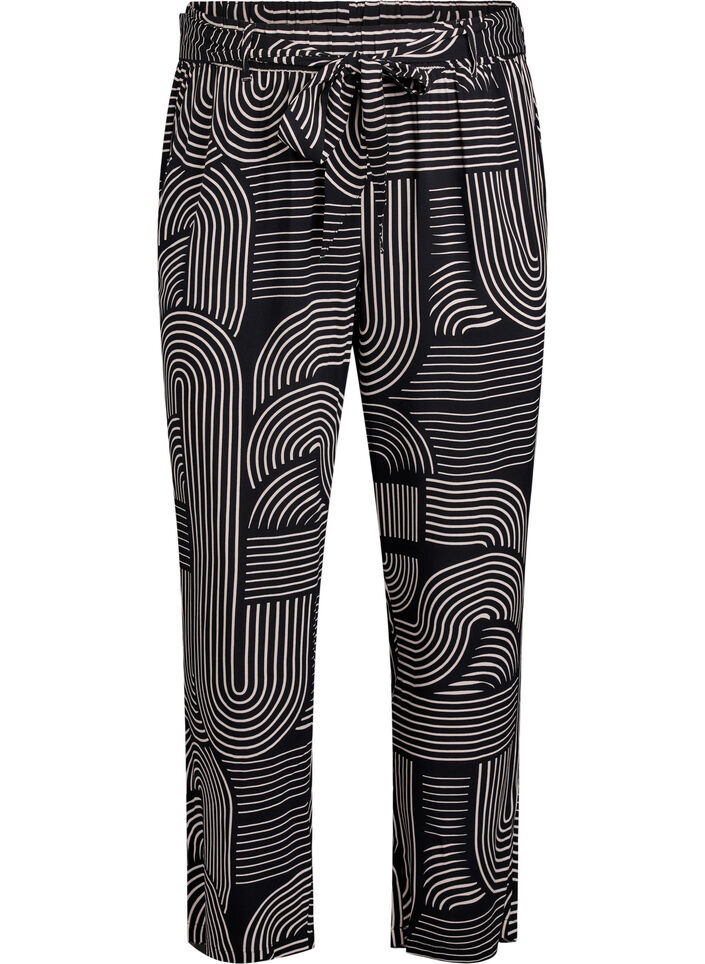 Pantalon taille haute en viscose, Noir, Packshot image number 0