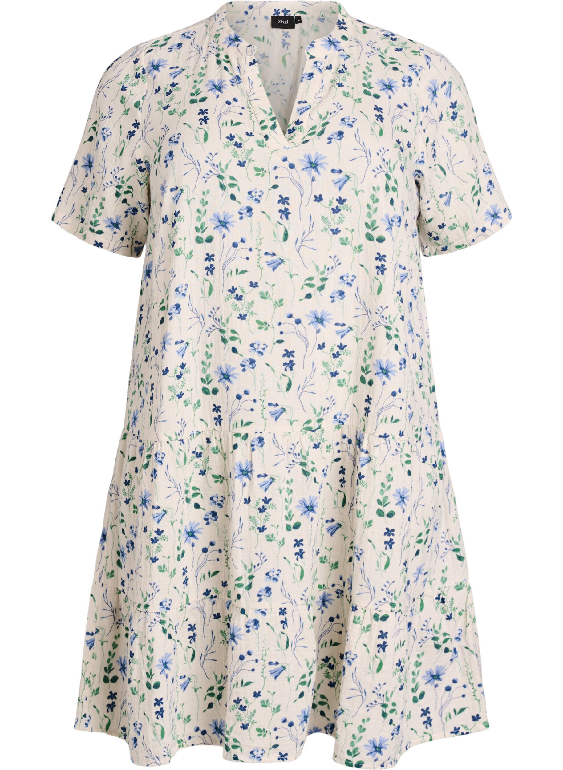 ZizziRobe courte &eacute;vas&eacute;e en mousseline de coton, Beige, Packshot image number 0