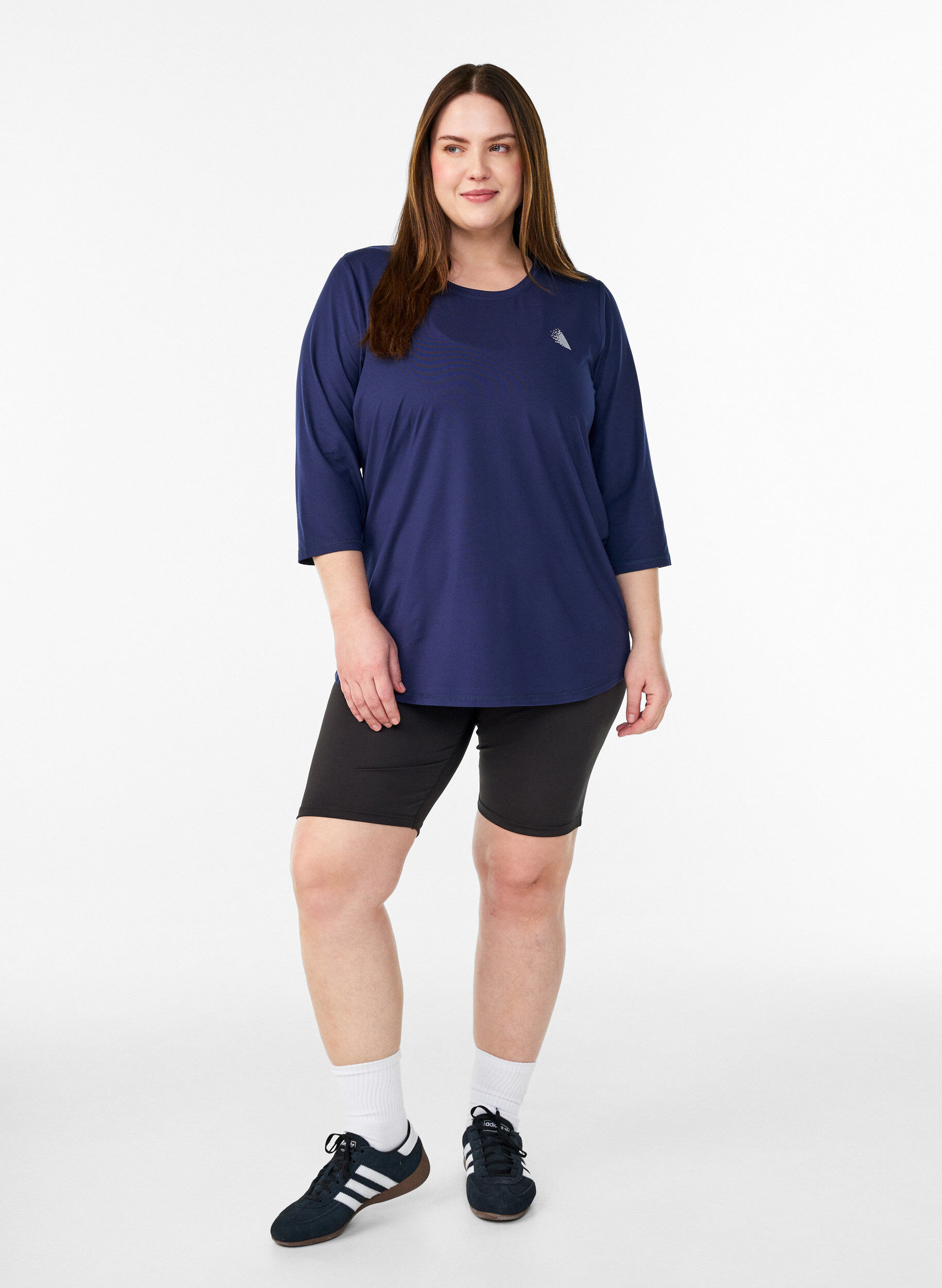 Zizzi Haut de sport avec manches 3/4, Bleu, Model image number 1