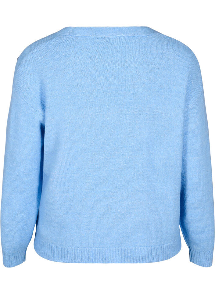 Cardigan court en maille et à nœuds, Della R. Blue Comb, Packshot image number 1