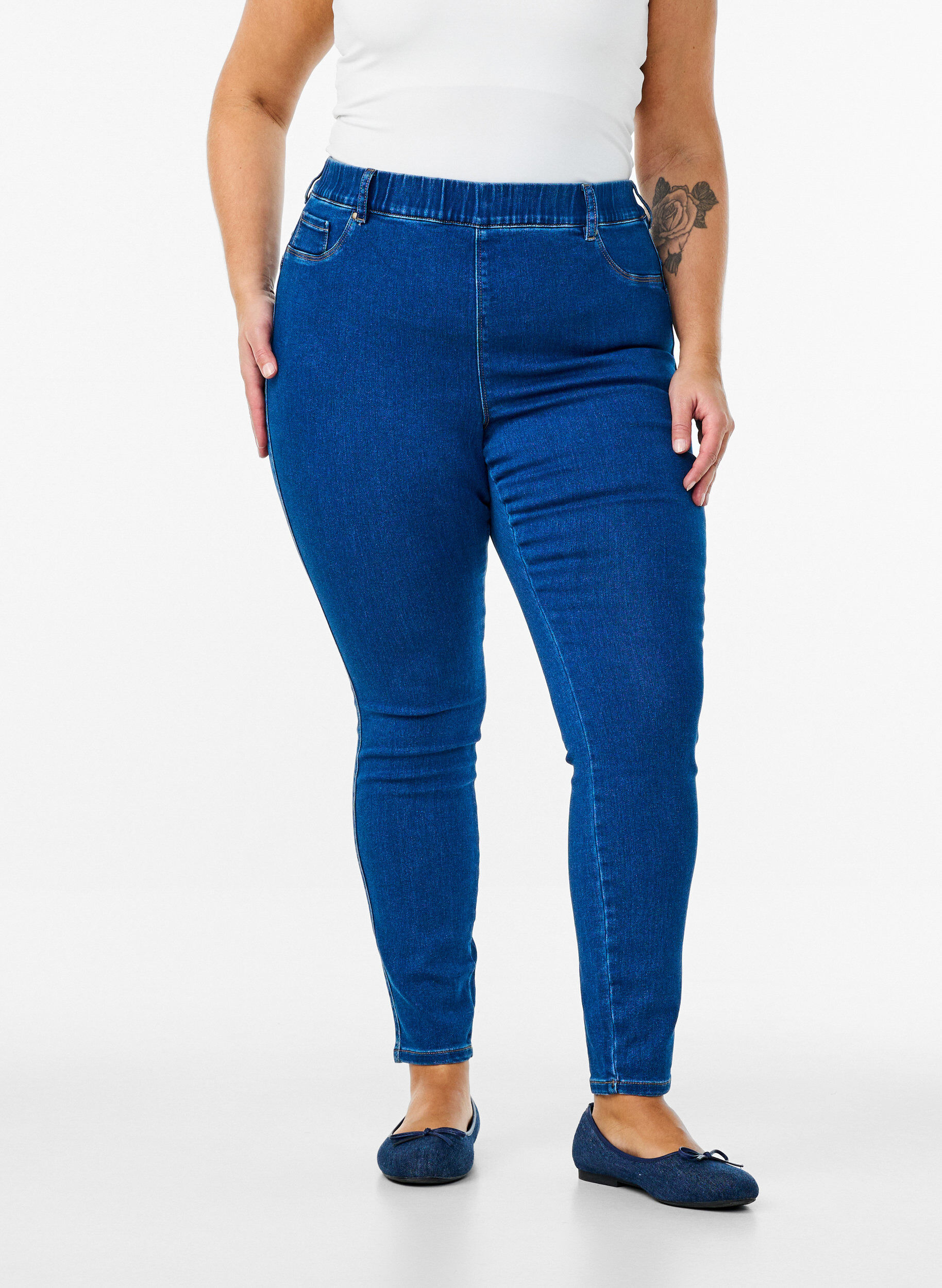 Zizzi Jeggings &agrave; taille haute., Bleu, Model image number 2