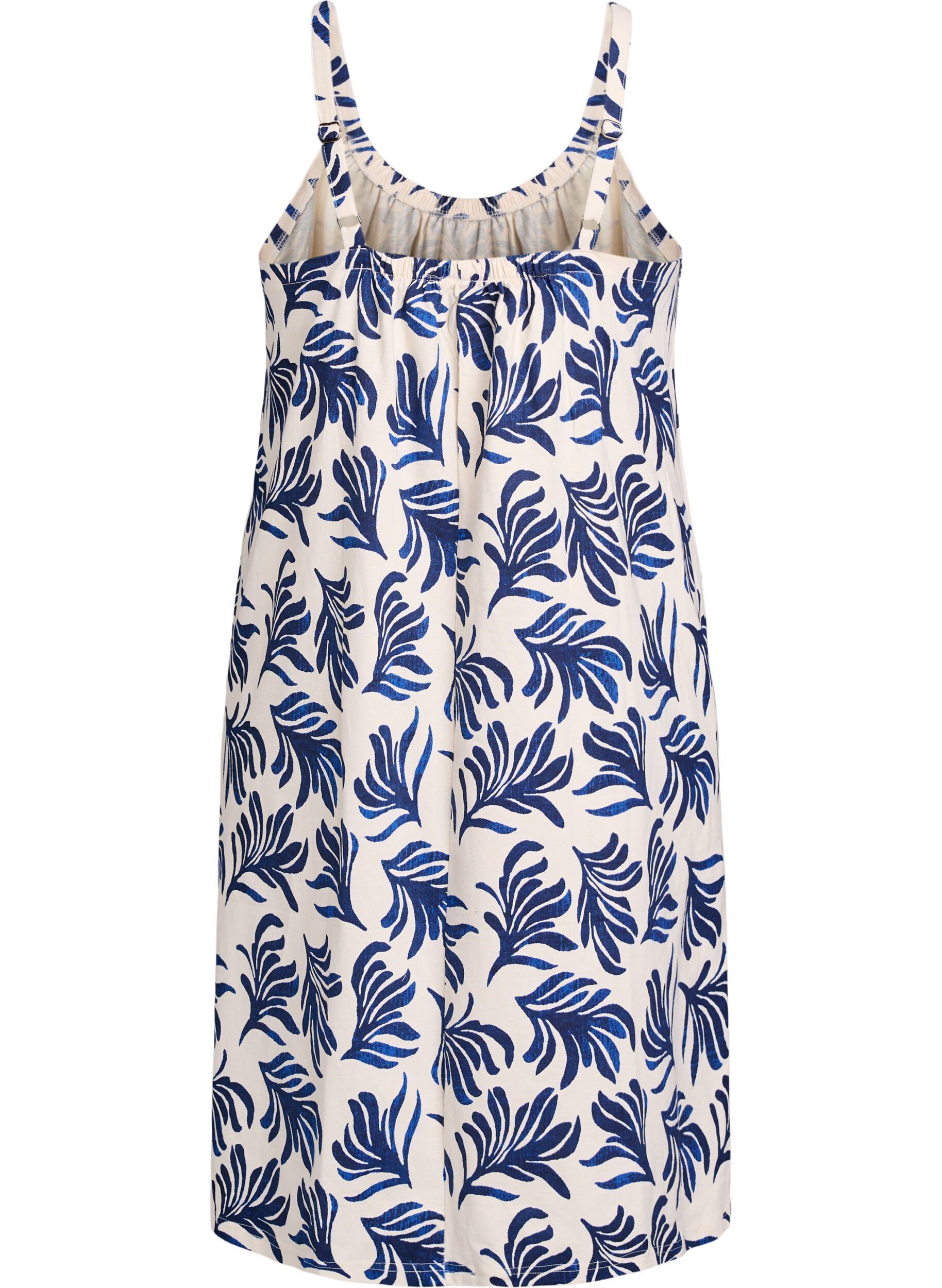 ZizziRobe &agrave; bretelles midi en coton bio, Blanc, Packshot image number 1