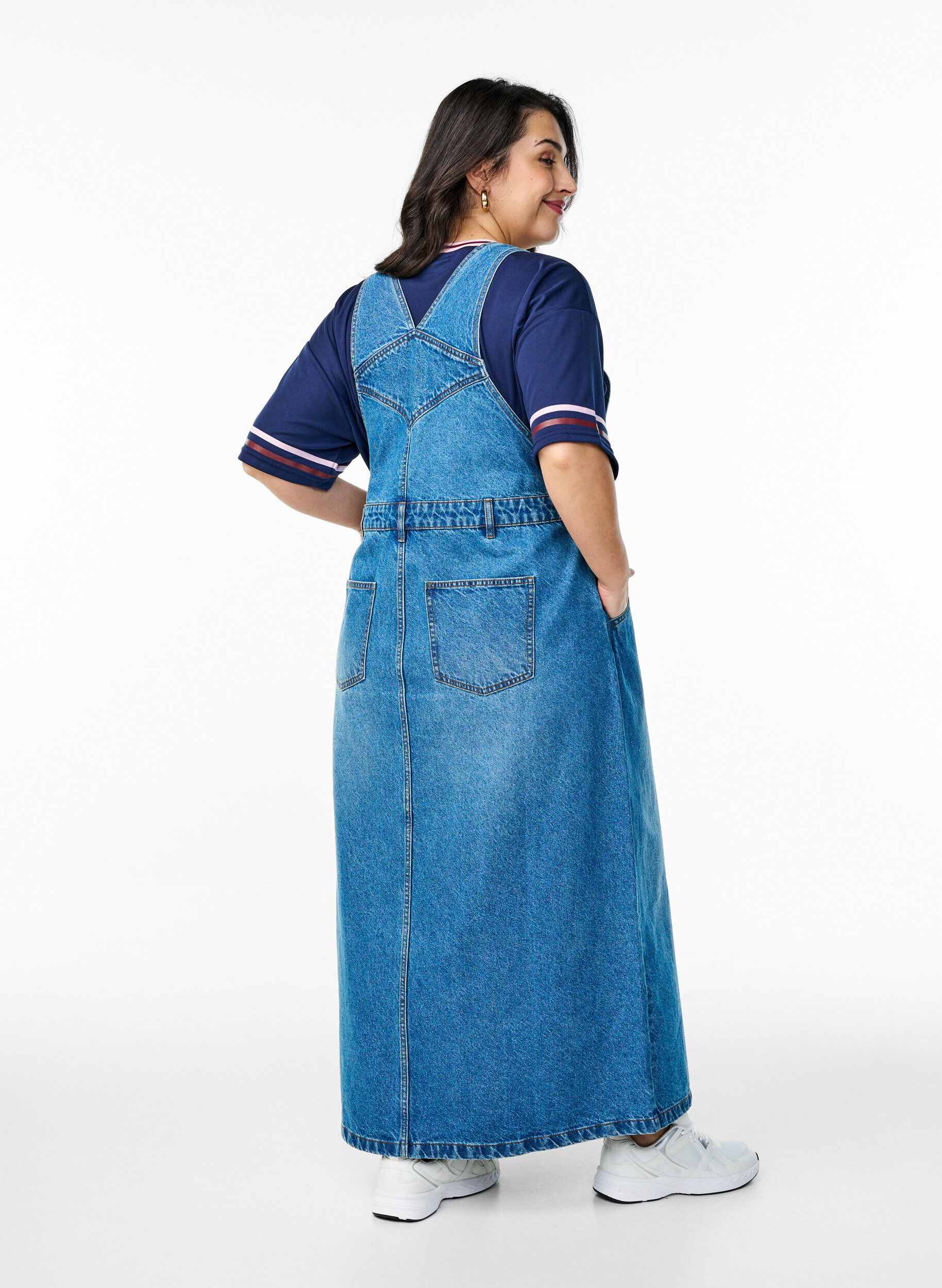 Zizzi Robe en jean midi, Blue Denim, Model image number 1