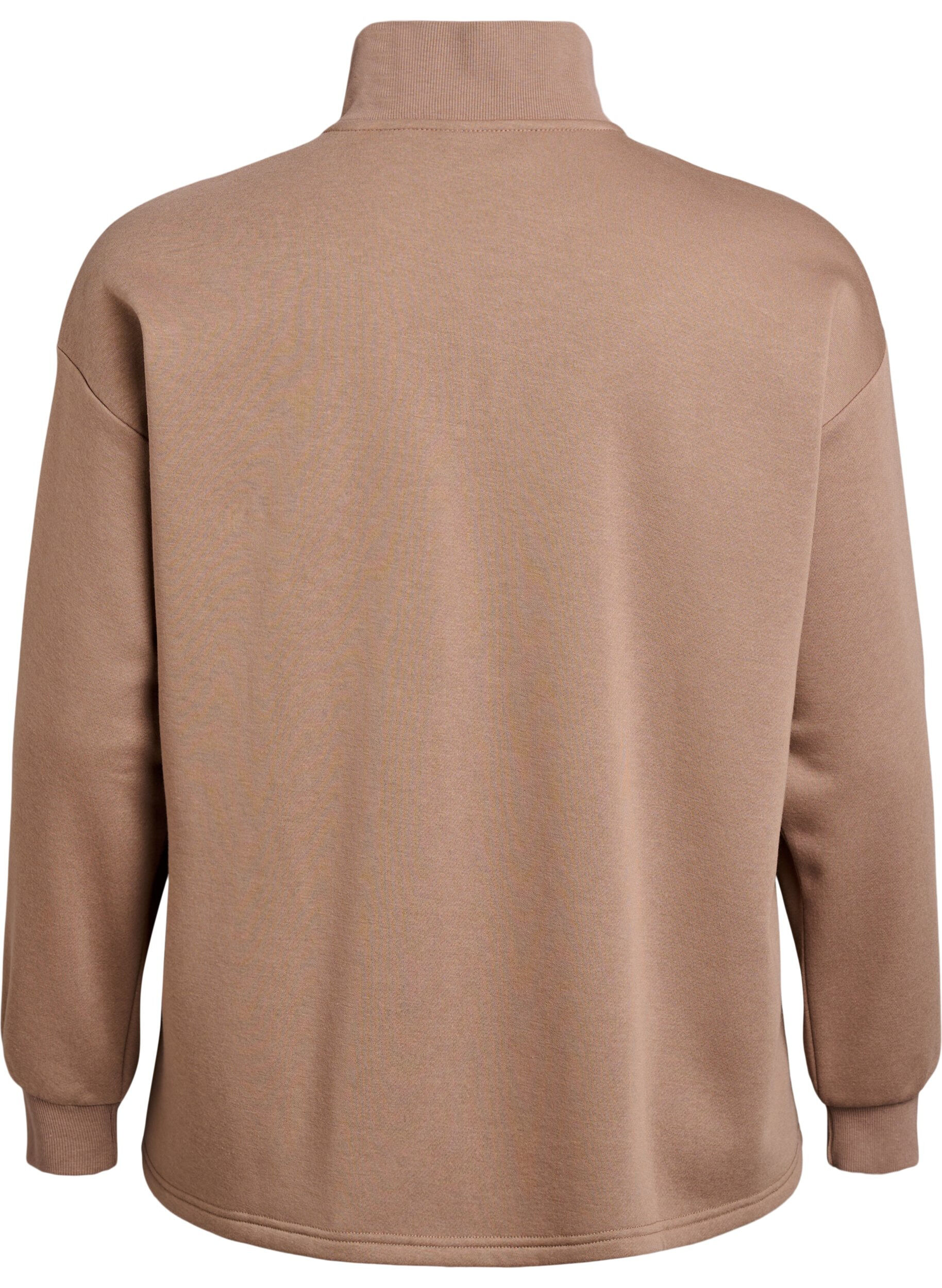 Zizzi Sweat &agrave; col montant et imprim&eacute; coll&egrave;ge, Marron, Packshot image number 1