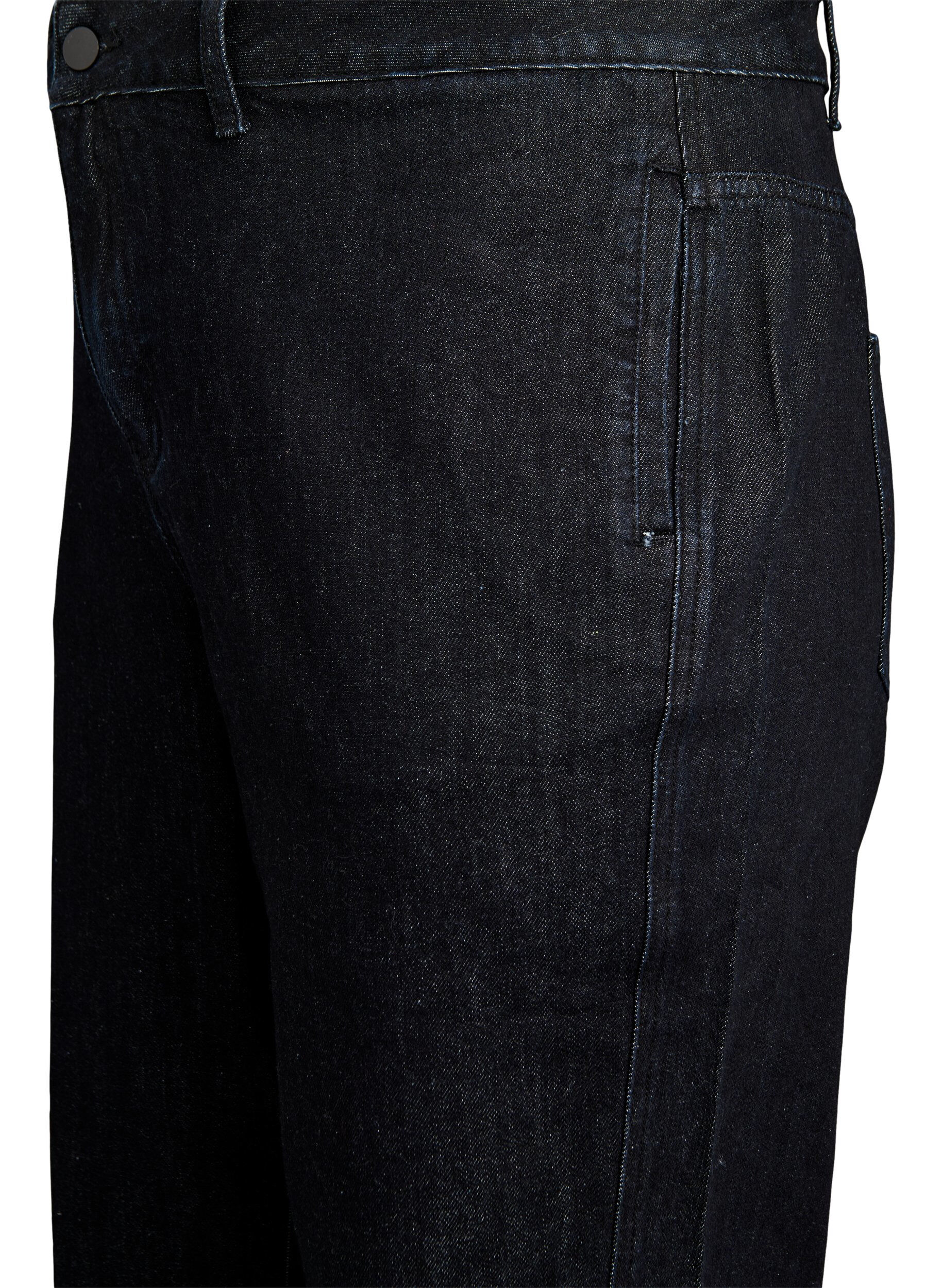 Zizzi Jean coupe large avec un int&eacute;rieur doux et bross&eacute;, Noir, Packshot image number 2