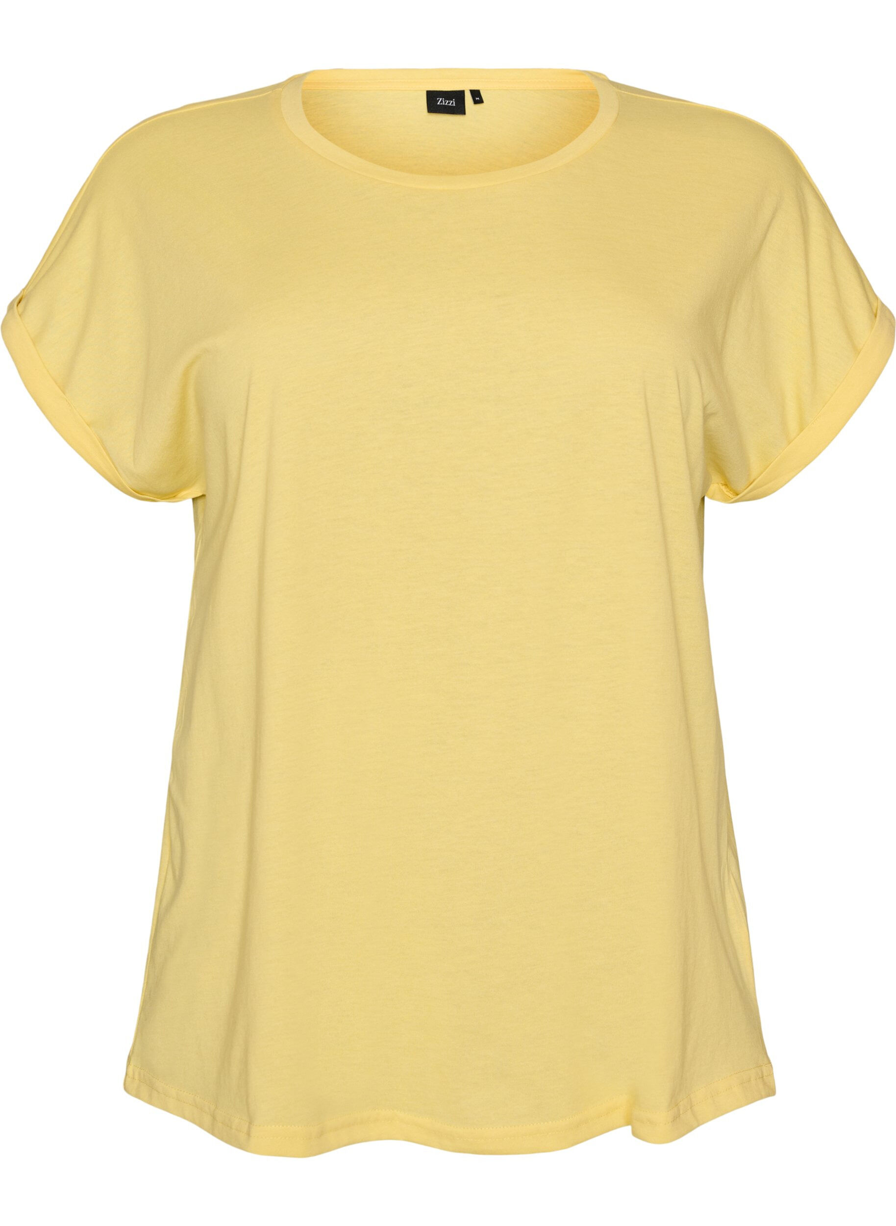 ZizziT-shirt &agrave; manches courtes en coton m&eacute;lang&eacute;, Jaune clair, Packshot image number 0