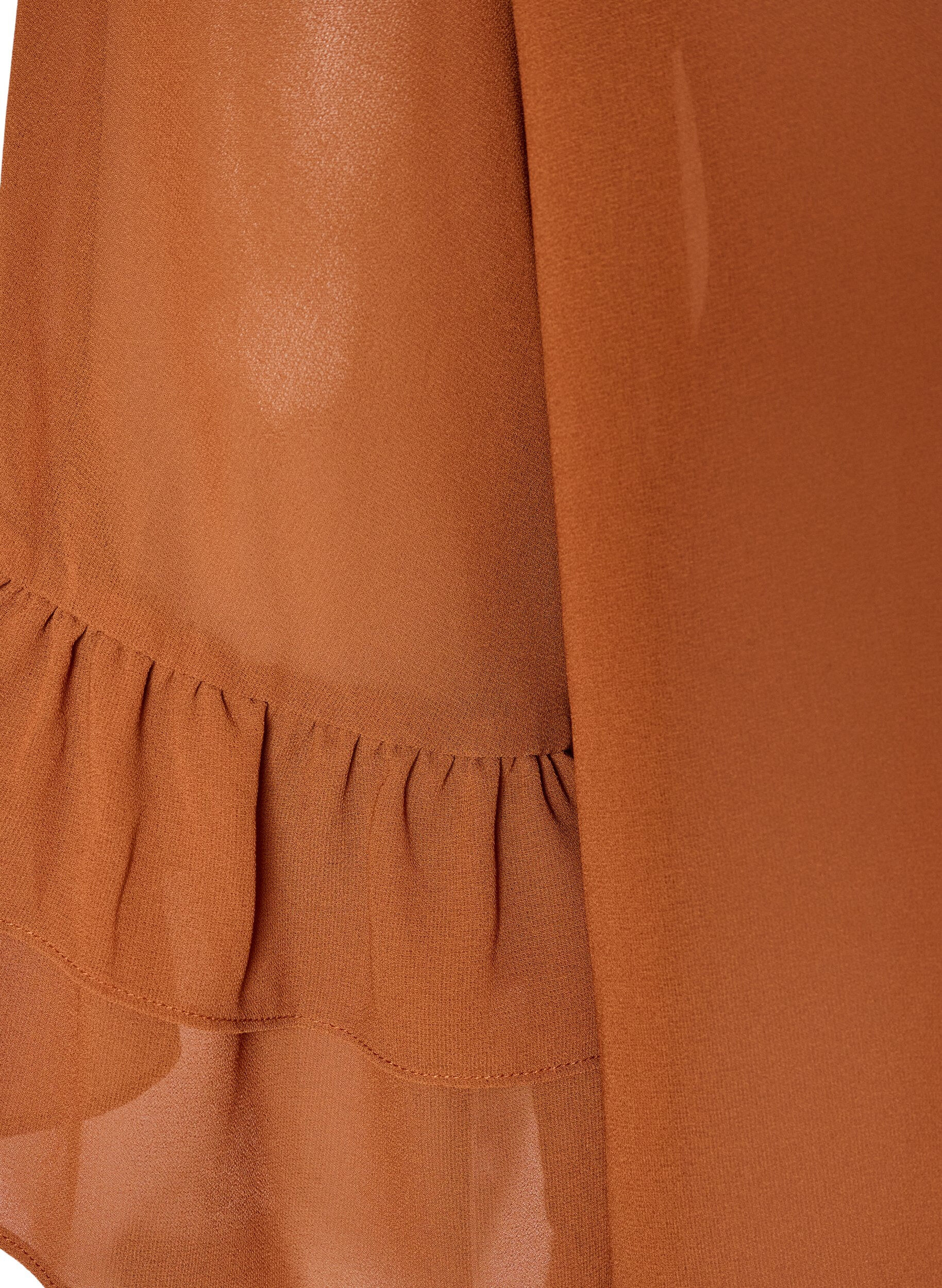 ZizziBlouse avec ruban &agrave; nouer et volants, Camel, Packshot image number 3