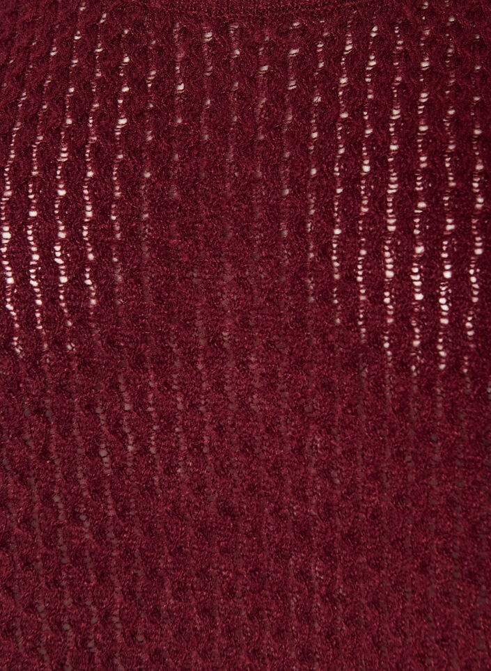 Blouse en maille avec motif ajour&eacute; textur&eacute;, Bordeaux, Packshot image number 2