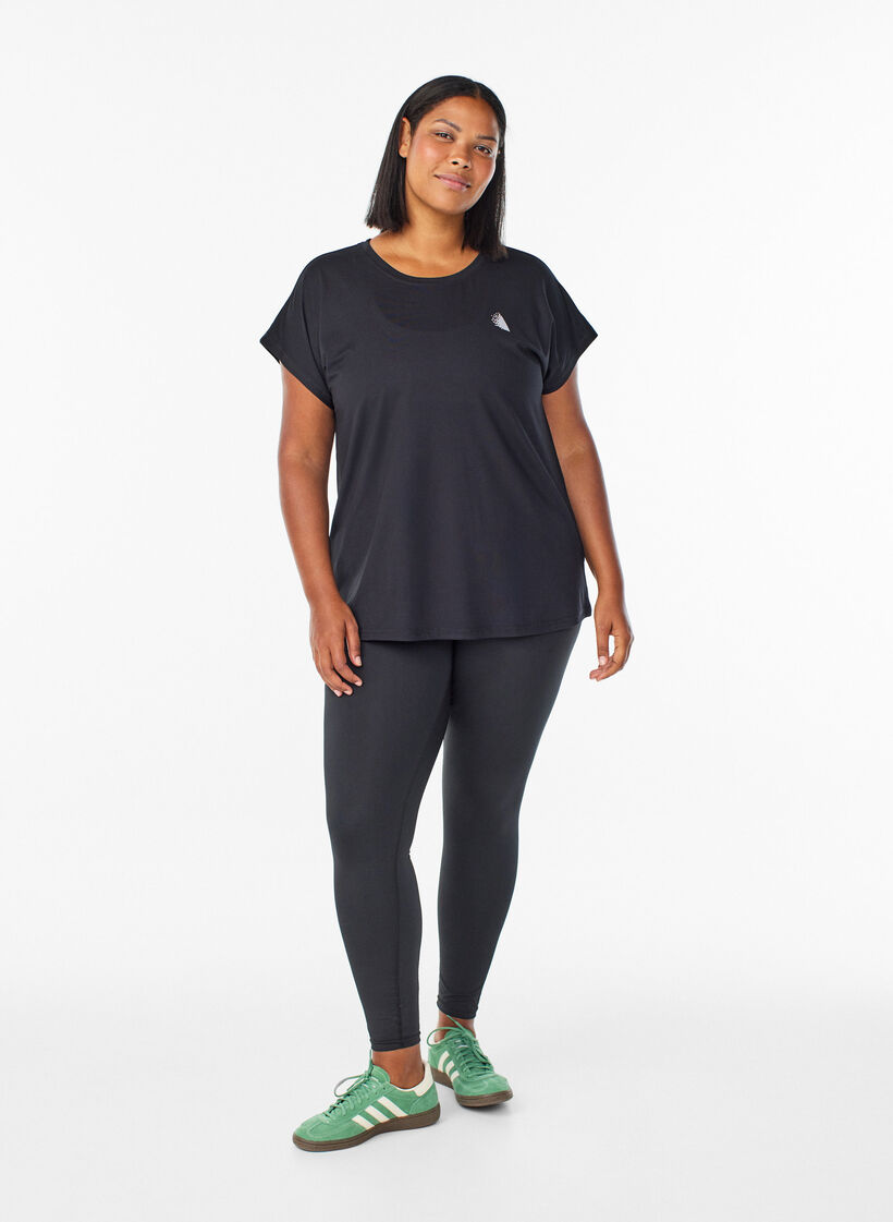 T-shirt de sport couleur unie, Noir, Model image number 1