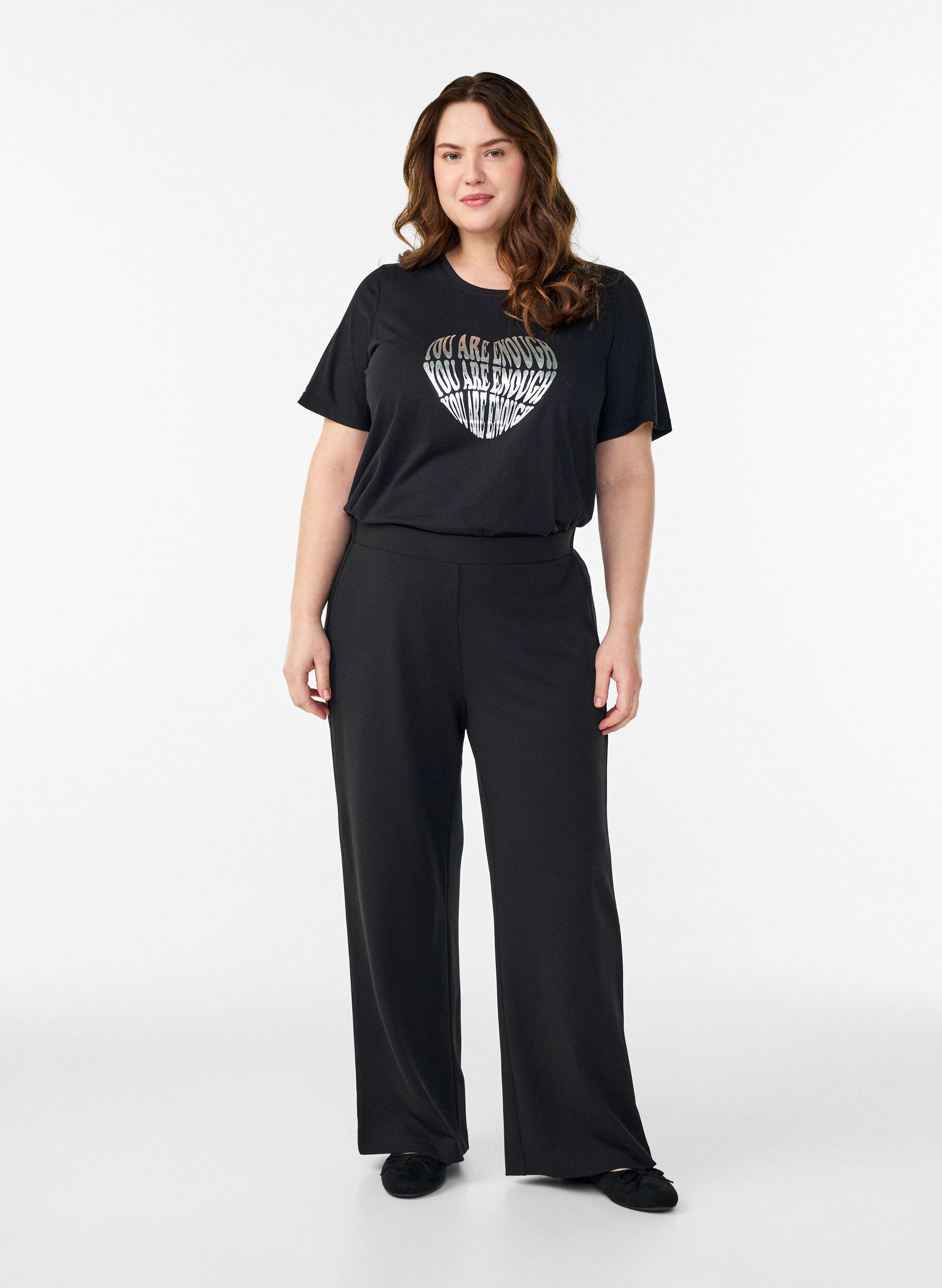 Pantalon wide-leg, Noir, Model