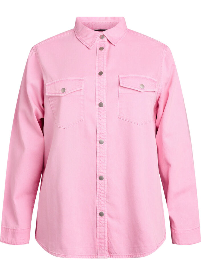 Chemise en jean avec poches poitrine, Rose, Packshot image number 0