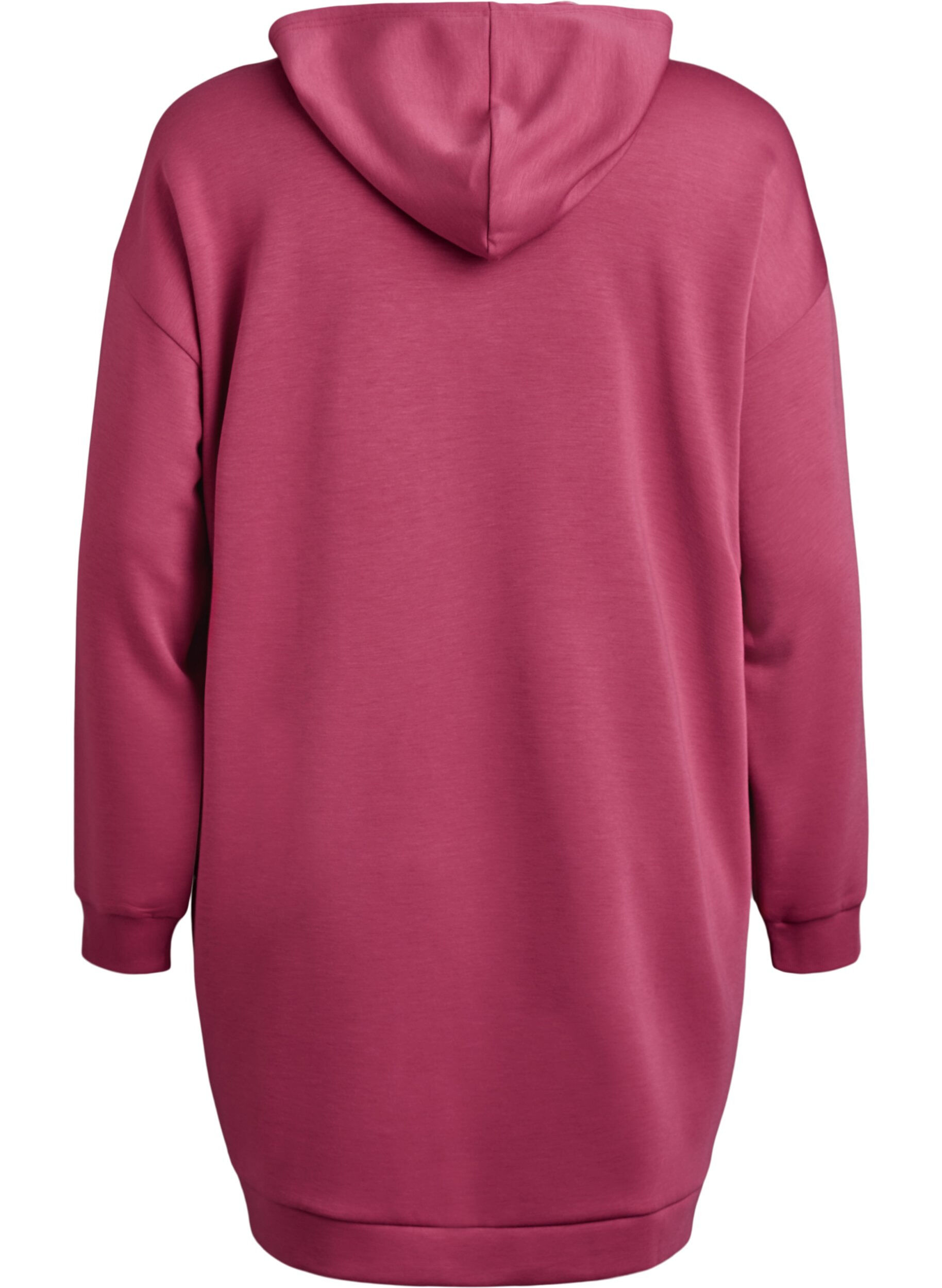 Zizzi Robe sweat courte &agrave; capuche avec poche kangourou, Rose, Packshot image number 1