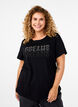 T-shirt en coton avec motif strass, Black w. Dream, Model image number 0
