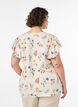 Blouse en viscose et lin avec manches &agrave; volants, Beige, Model image number 2