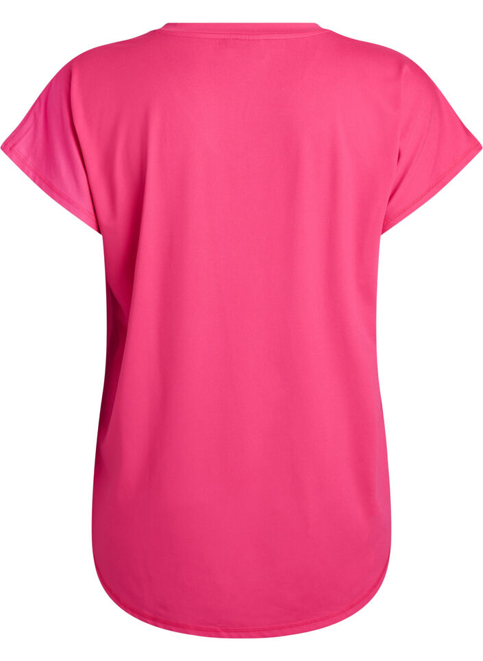 T-shirt de sport &agrave; manches courtes et col en V, Rose, Packshot image number 1