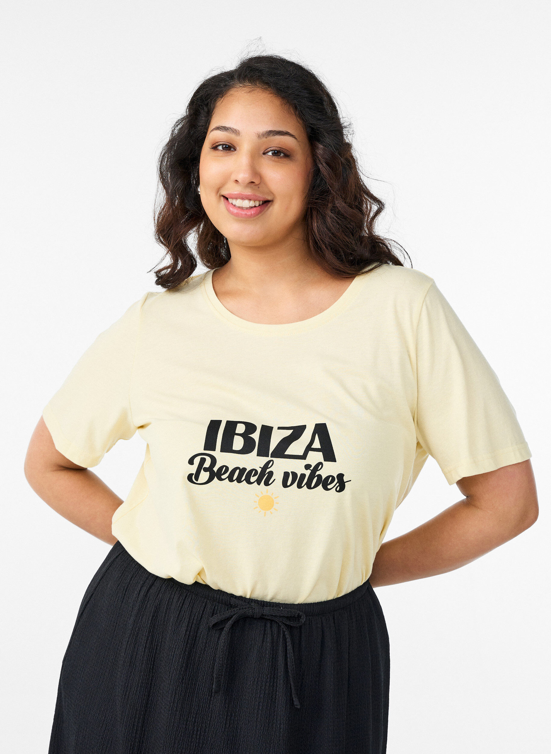 T-shirt imprim&eacute;, Jaune, Model