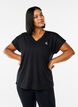 T-shirt de sport ample avec col en v, Noir, Model image number 0