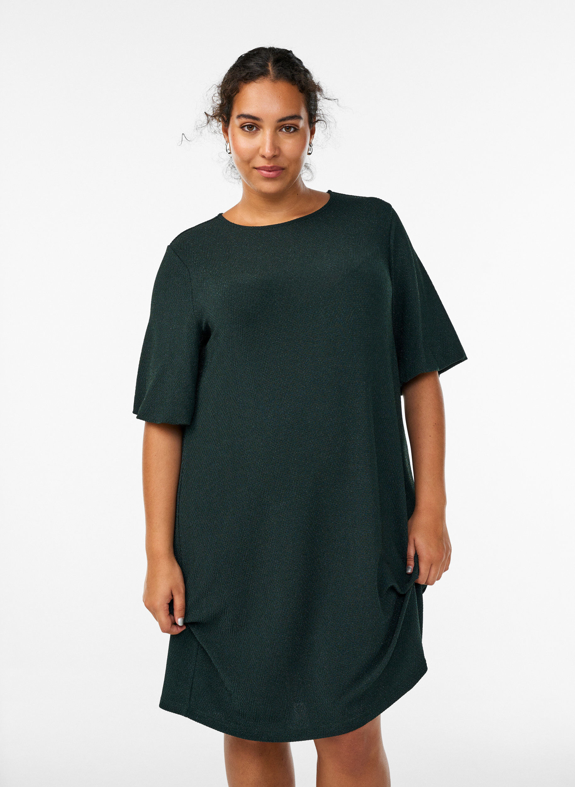 Robe courte &agrave; motif paillet&eacute;, Vert fonc&eacute;, Model