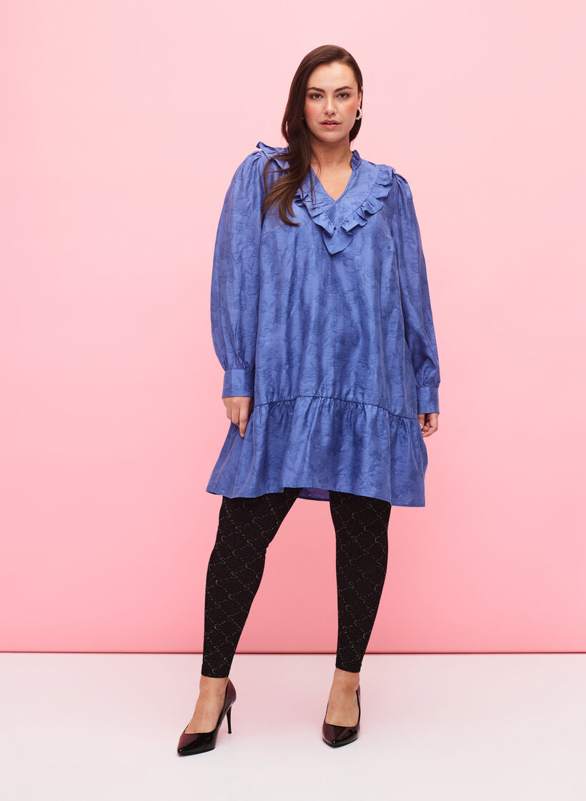 Leggings sans couture avec motif argenté, Black, Model image number 2