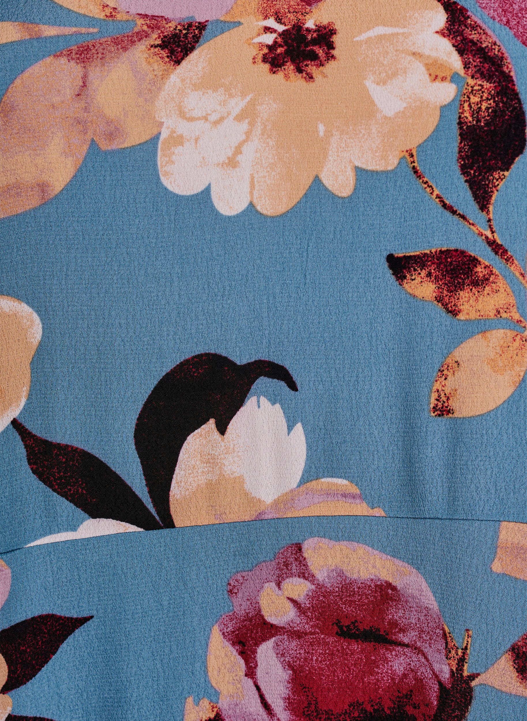 Zizzi Robe mi-longue avec imprim&eacute; floral et manches 3/4, Bleu, Packshot image number 2