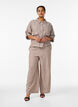 Pantalon large en lin et viscose, Marron, Model image number 0