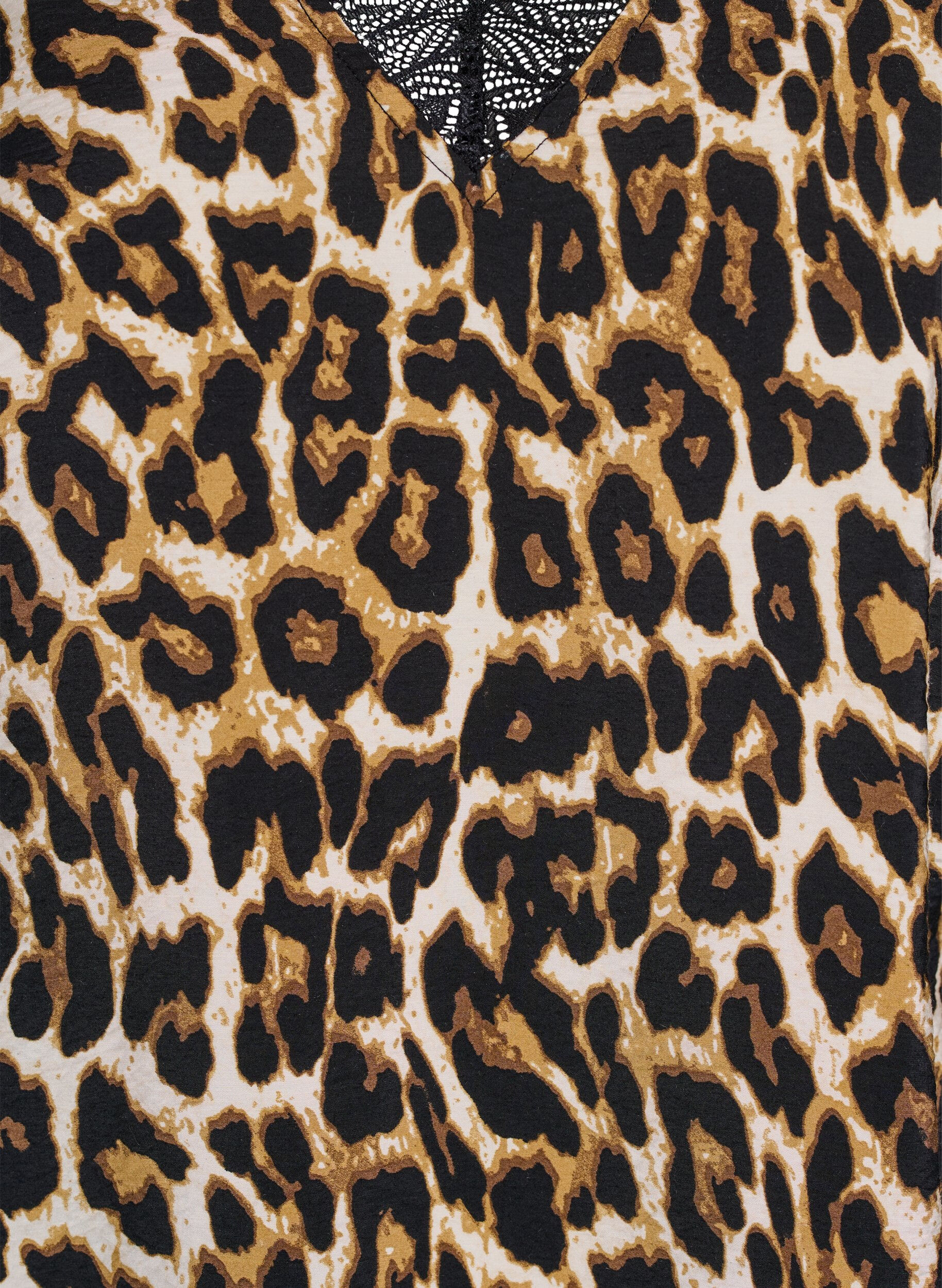 Zizzi Chemisier en viscose &agrave; manches courtes avec bordure en dentelle, Marron, Packshot image number 2