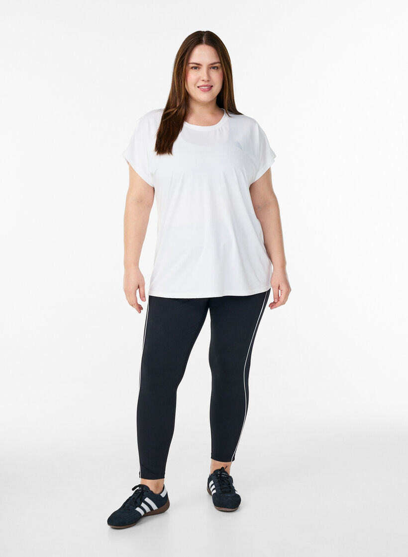 T-shirt de sport couleur unie, Blanc, Model