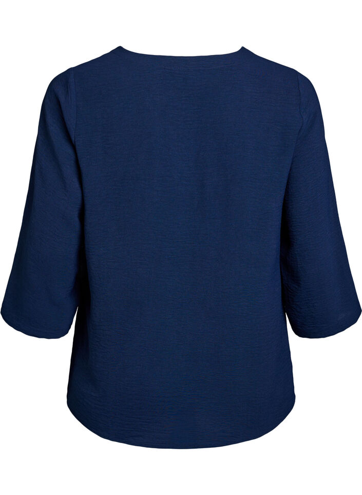 Blouse &agrave; manches 3/4, Bleu, Packshot image number 1