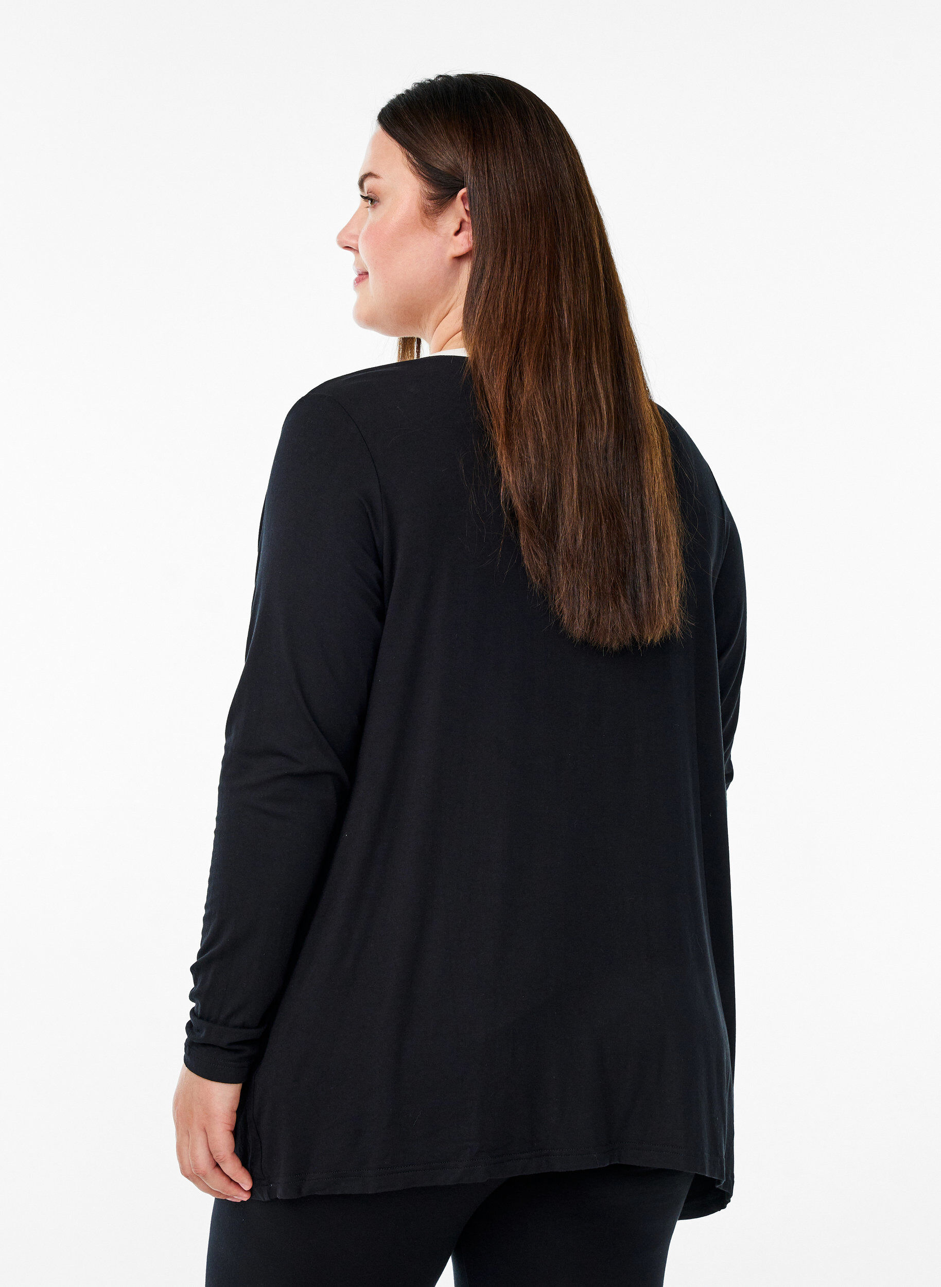 Zizzi Kimono court en viscose, Noir, Model image number 2