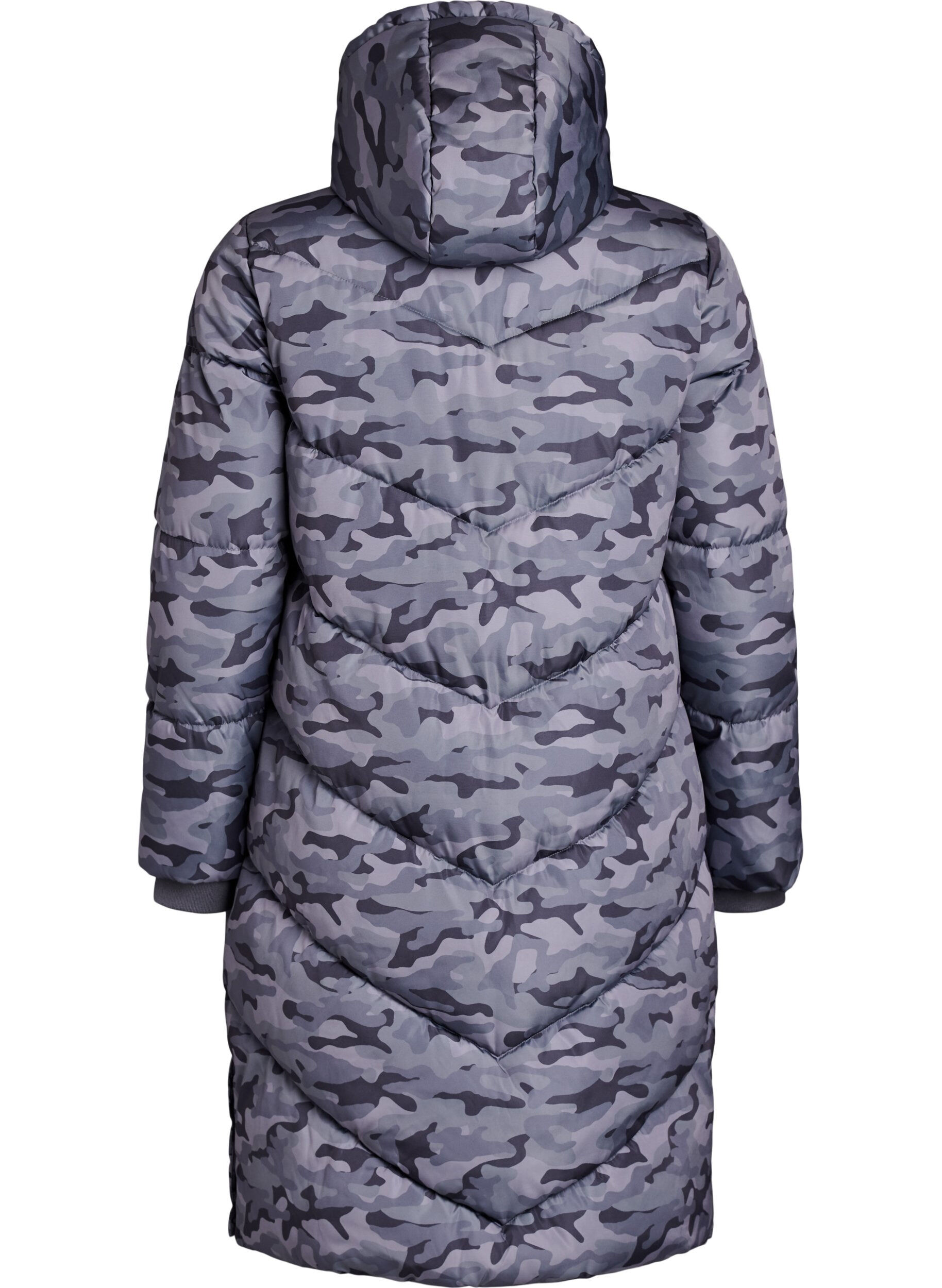 ZizziDoudoune longue camouflage, Gris anthracite, Packshot image number 1