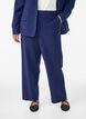 Pantalon de tailleur taille haute et coupe droite, Bleu, Model image number 2