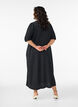 Robe midi avec col en V et texture, Noir, Model image number 1